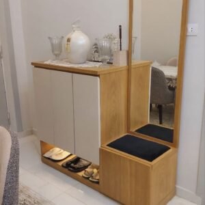 Meuble d'Entrée Vestiaire avec Banquette et Miroir – Modèle Accueil
